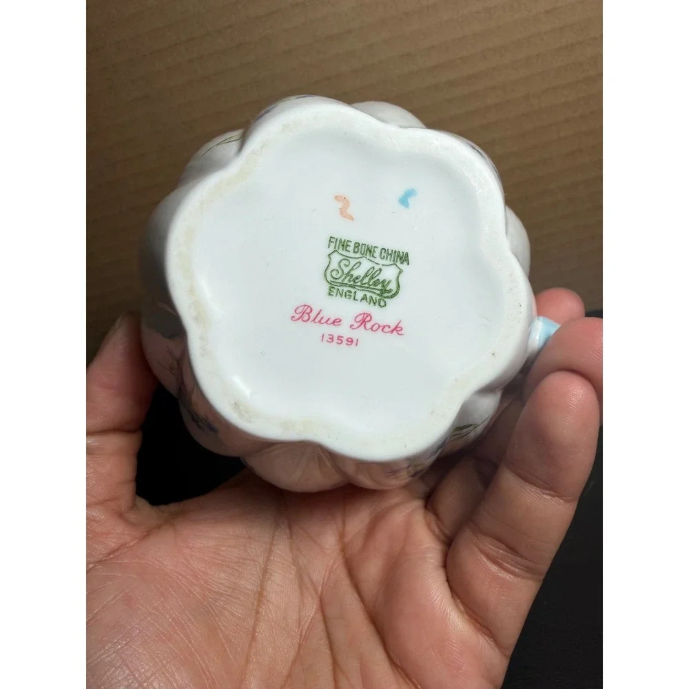 Shelley England Blue Rock Fine Bone China Creamer 13591 Blue Floral Vintage